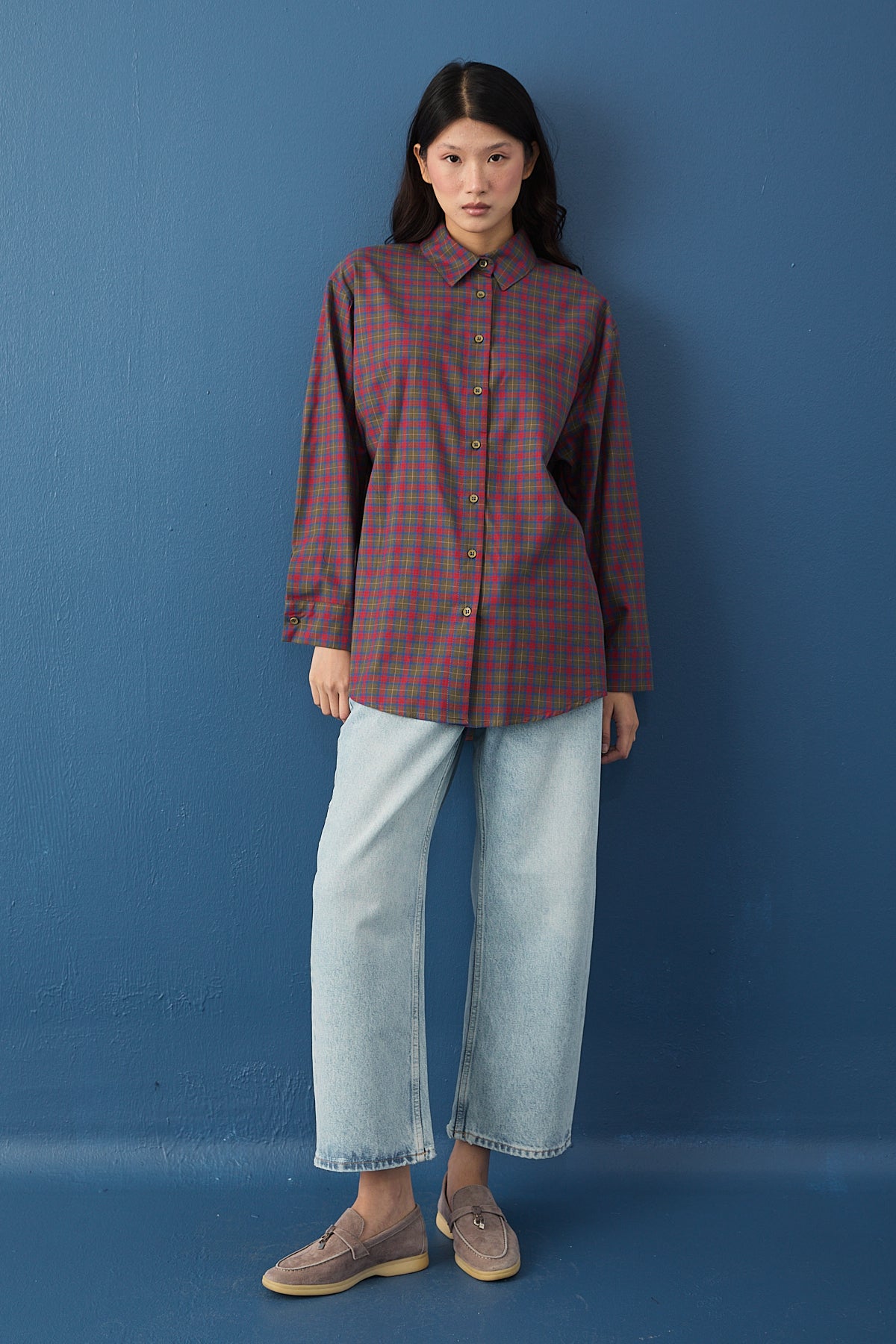 Fularlı Ekose Gömlek