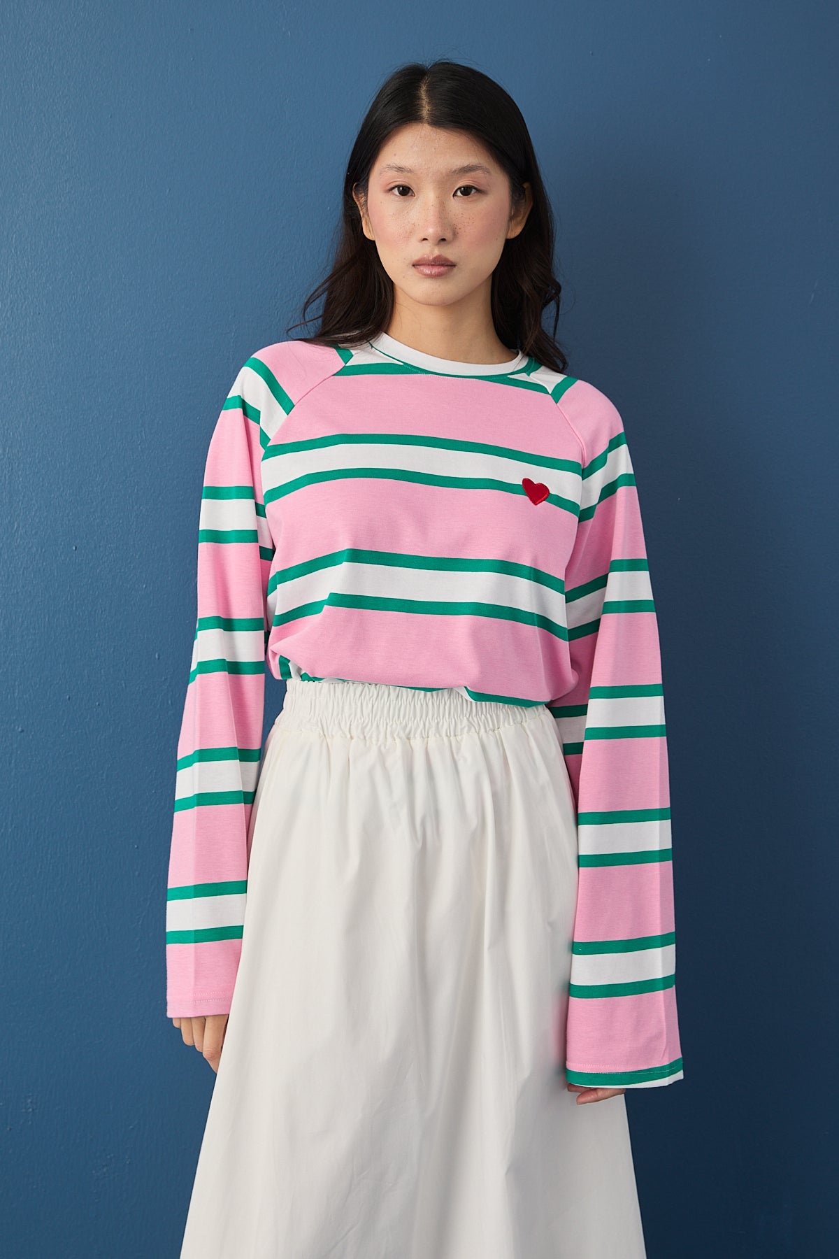 Şal Detaylı Çizgili Sweatshirt