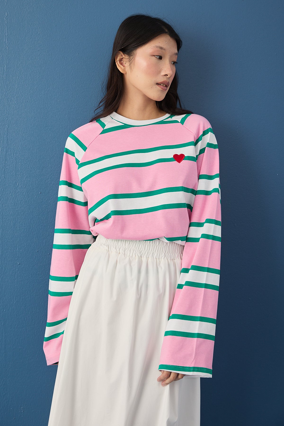 Şal Detaylı Çizgili Sweatshirt