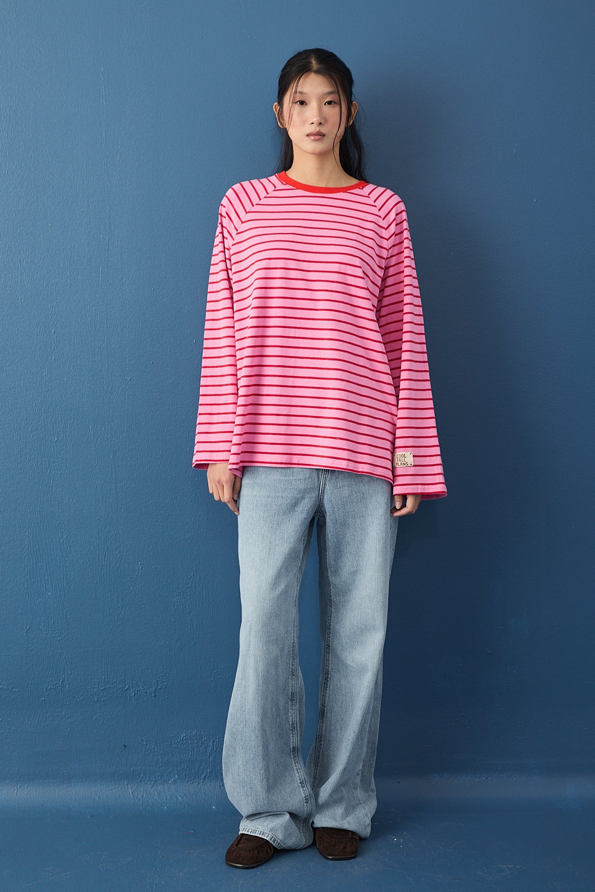 Reglan Kol Basic Çizgili Sweasthirt