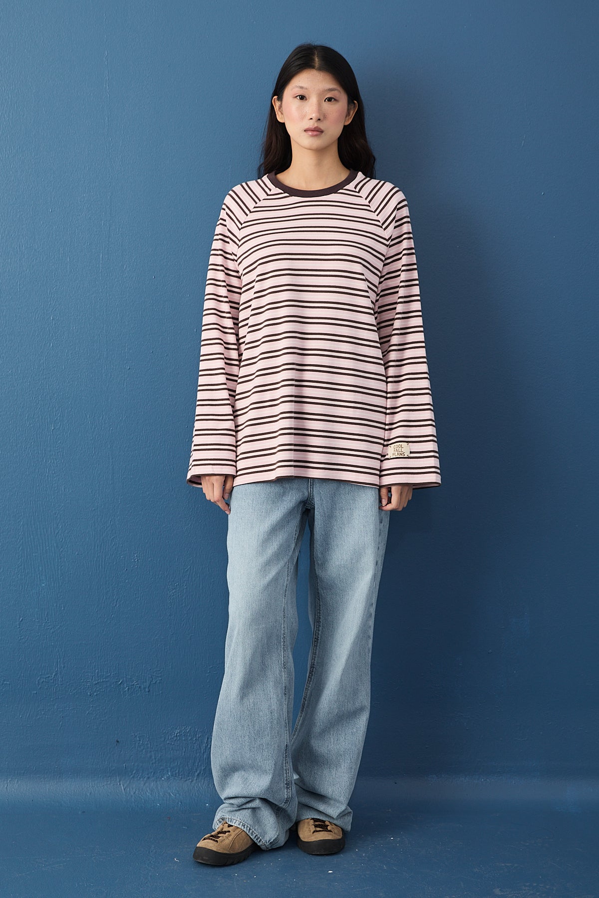 Reglan Kol Basic Çizgili Sweasthirt