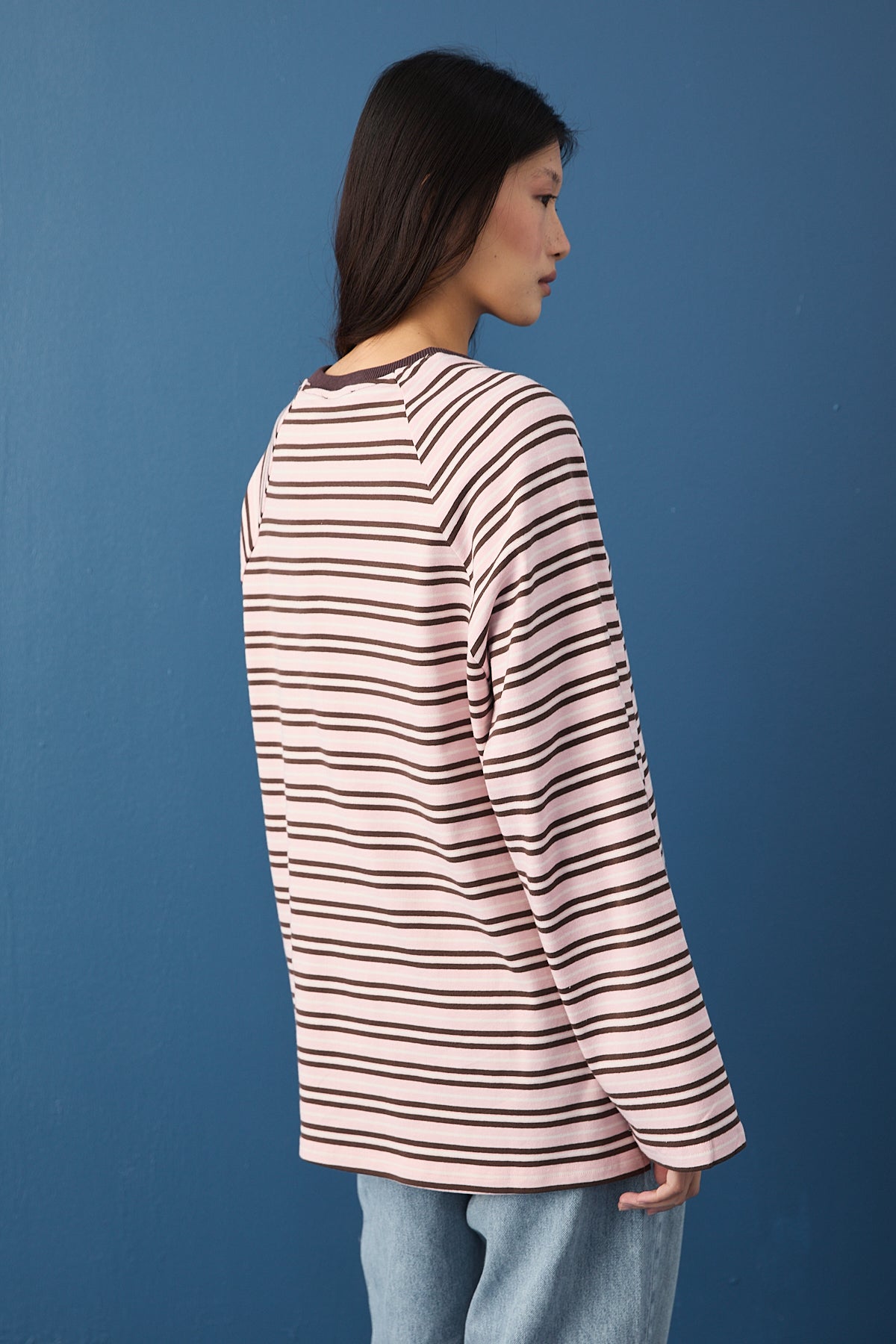 Reglan Kol Basic Çizgili Sweasthirt