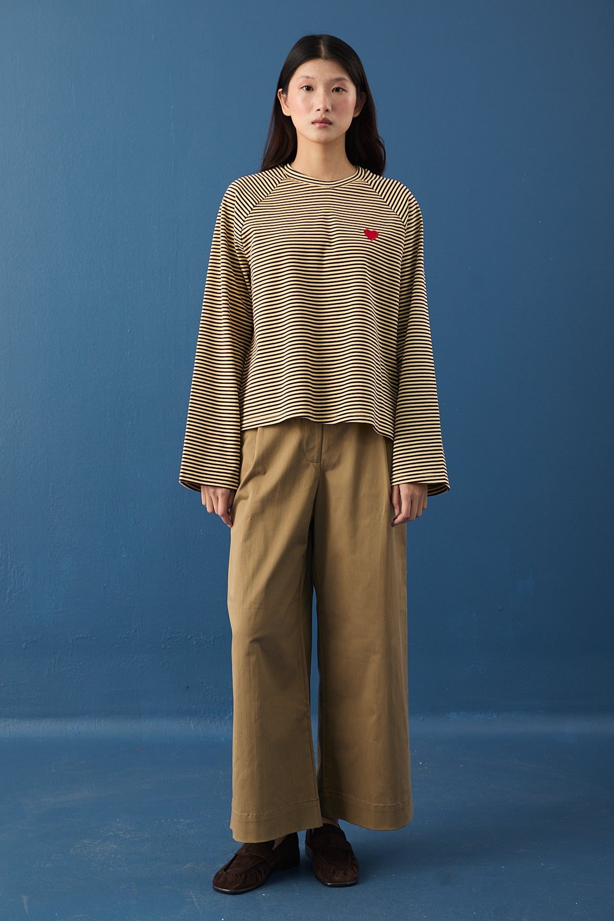 Şal Detaylı Çizgili Sweatshirt