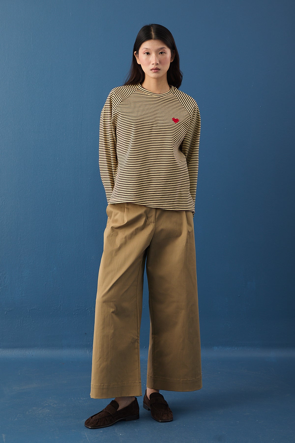 Şal Detaylı Çizgili Sweatshirt