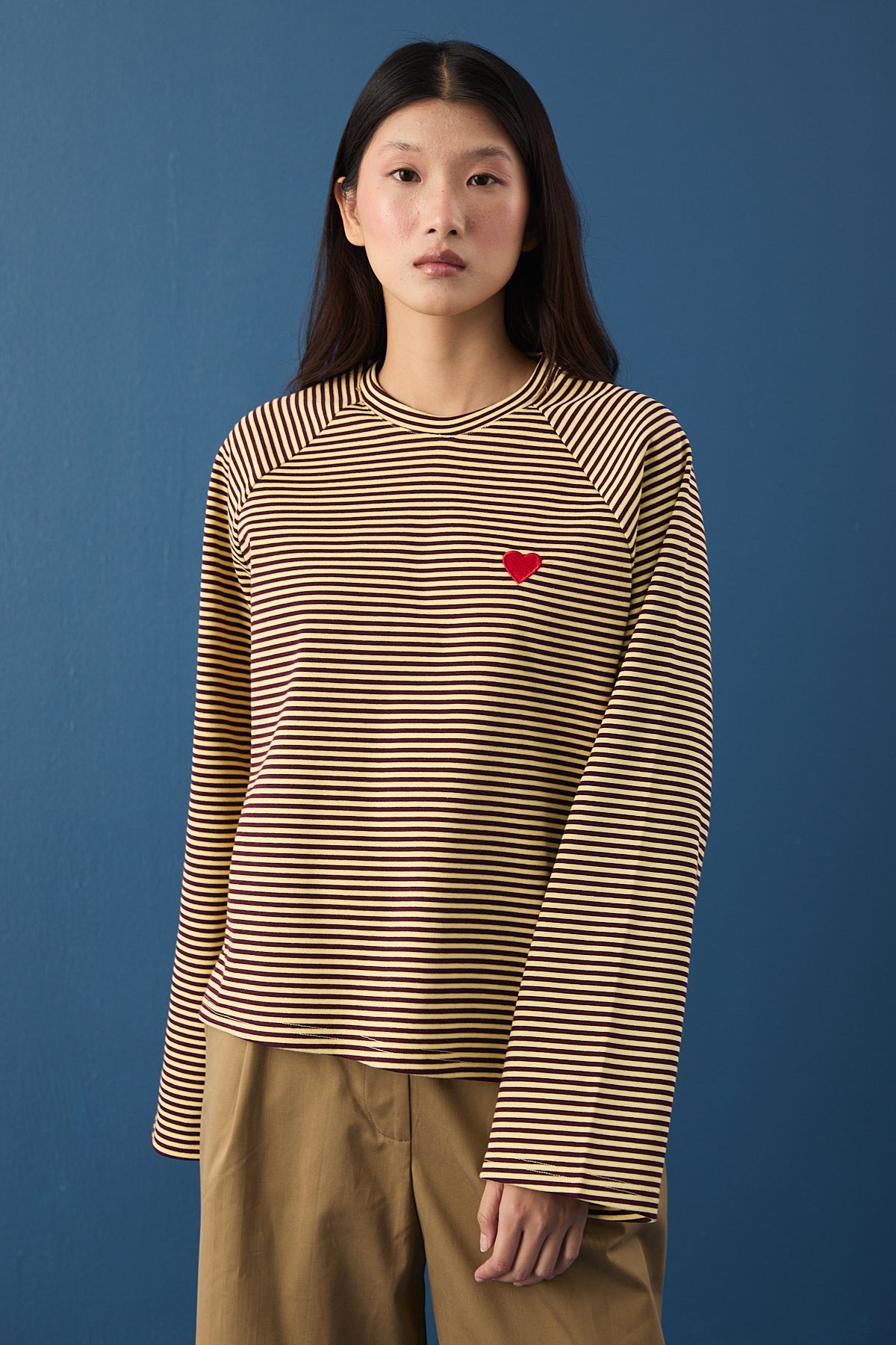 Şal Detaylı Çizgili Sweatshirt