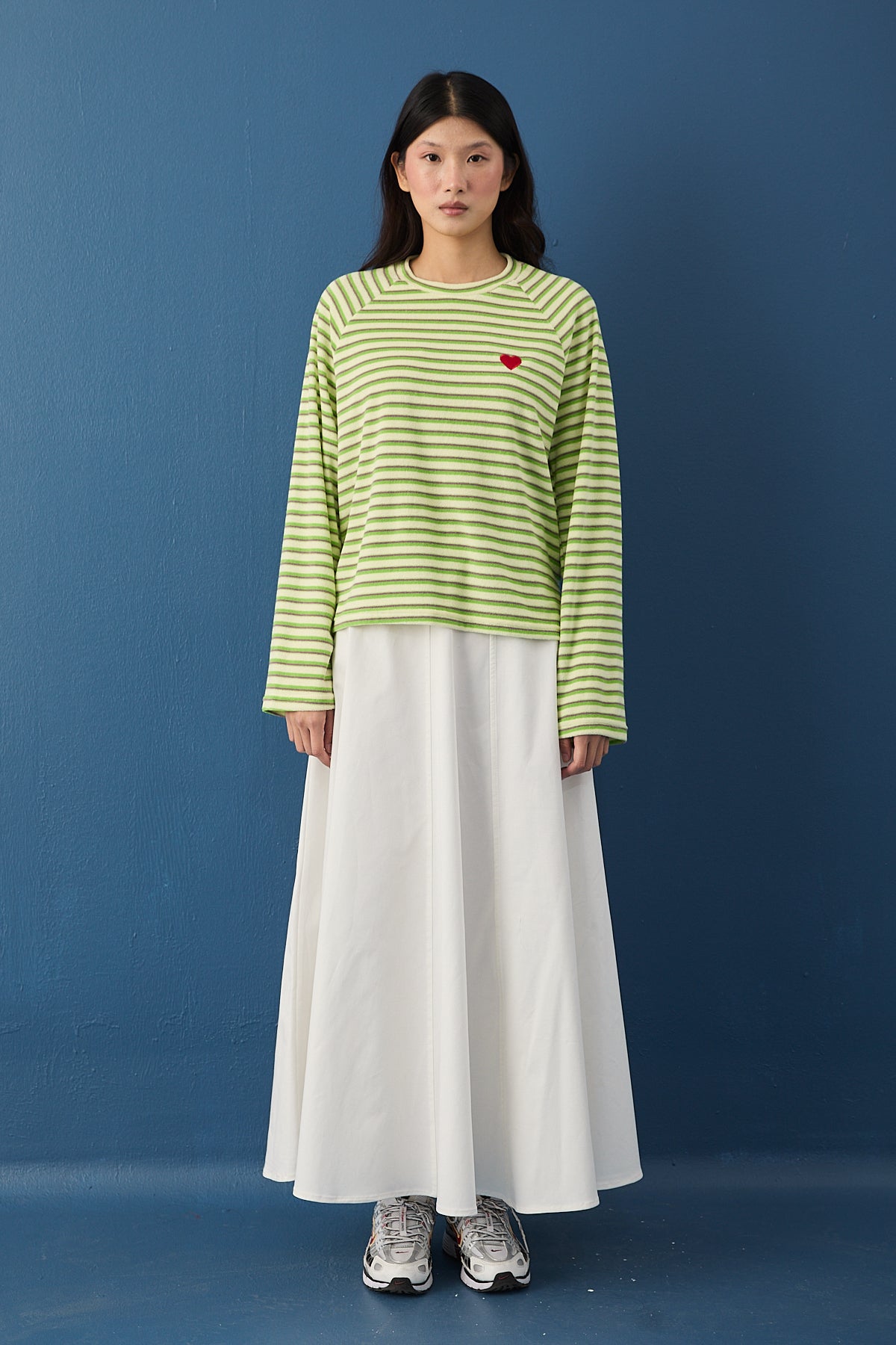 Şal Detaylı Çizgili Sweatshirt