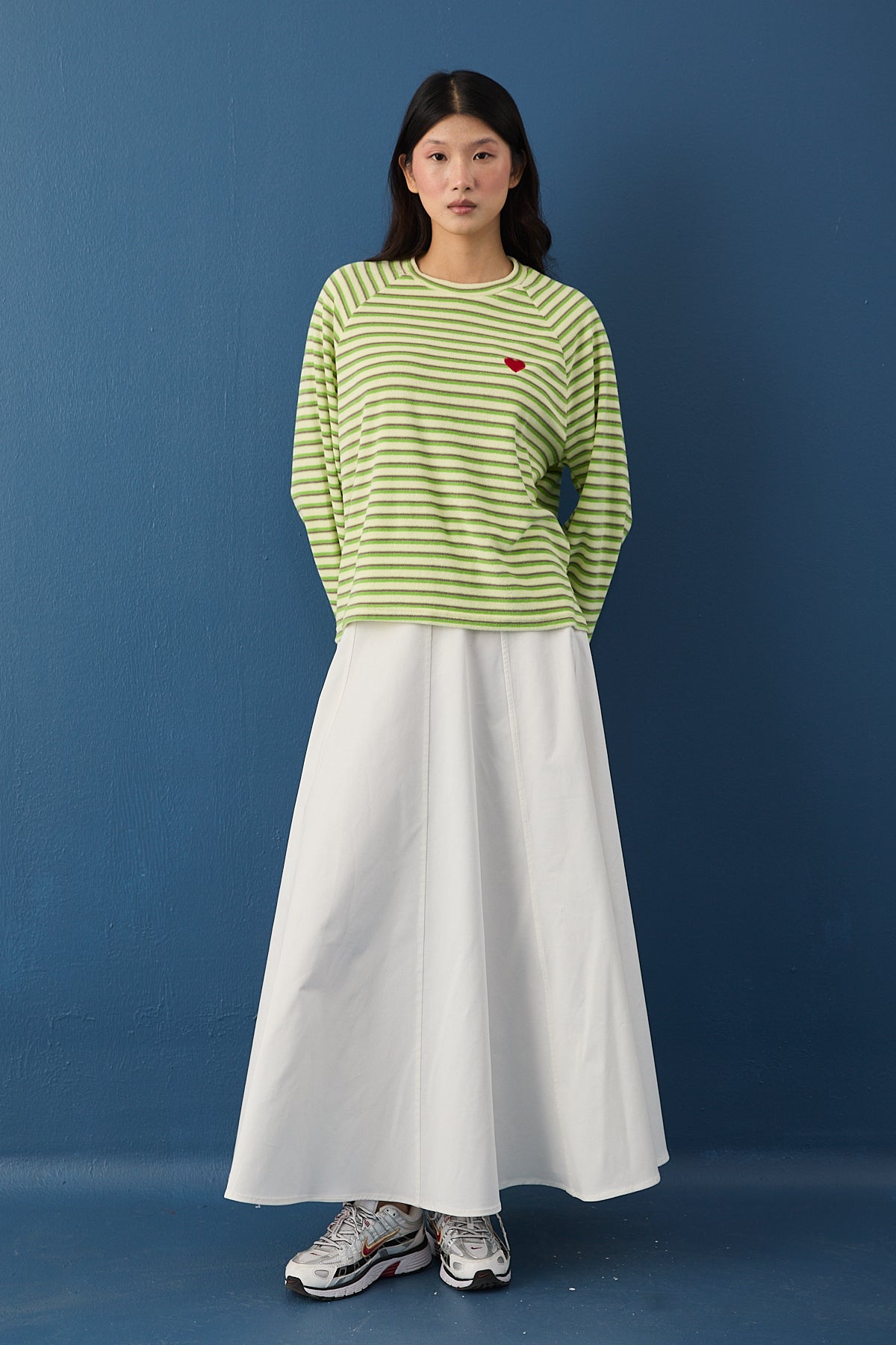 Şal Detaylı Çizgili Sweatshirt