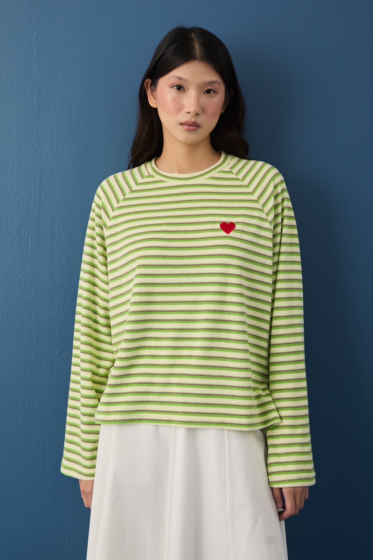 Şal Detaylı Çizgili Sweatshirt
