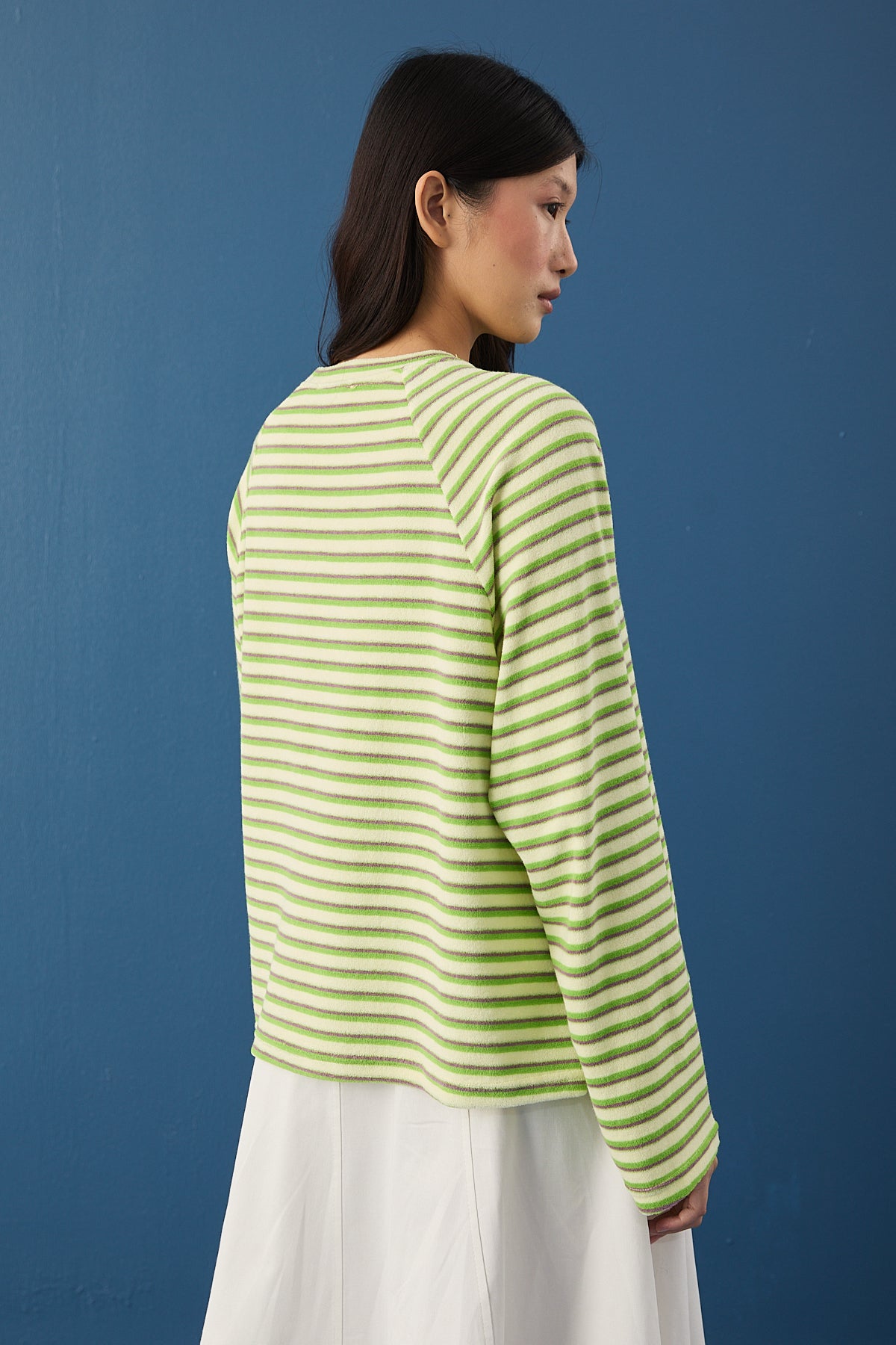 Şal Detaylı Çizgili Sweatshirt