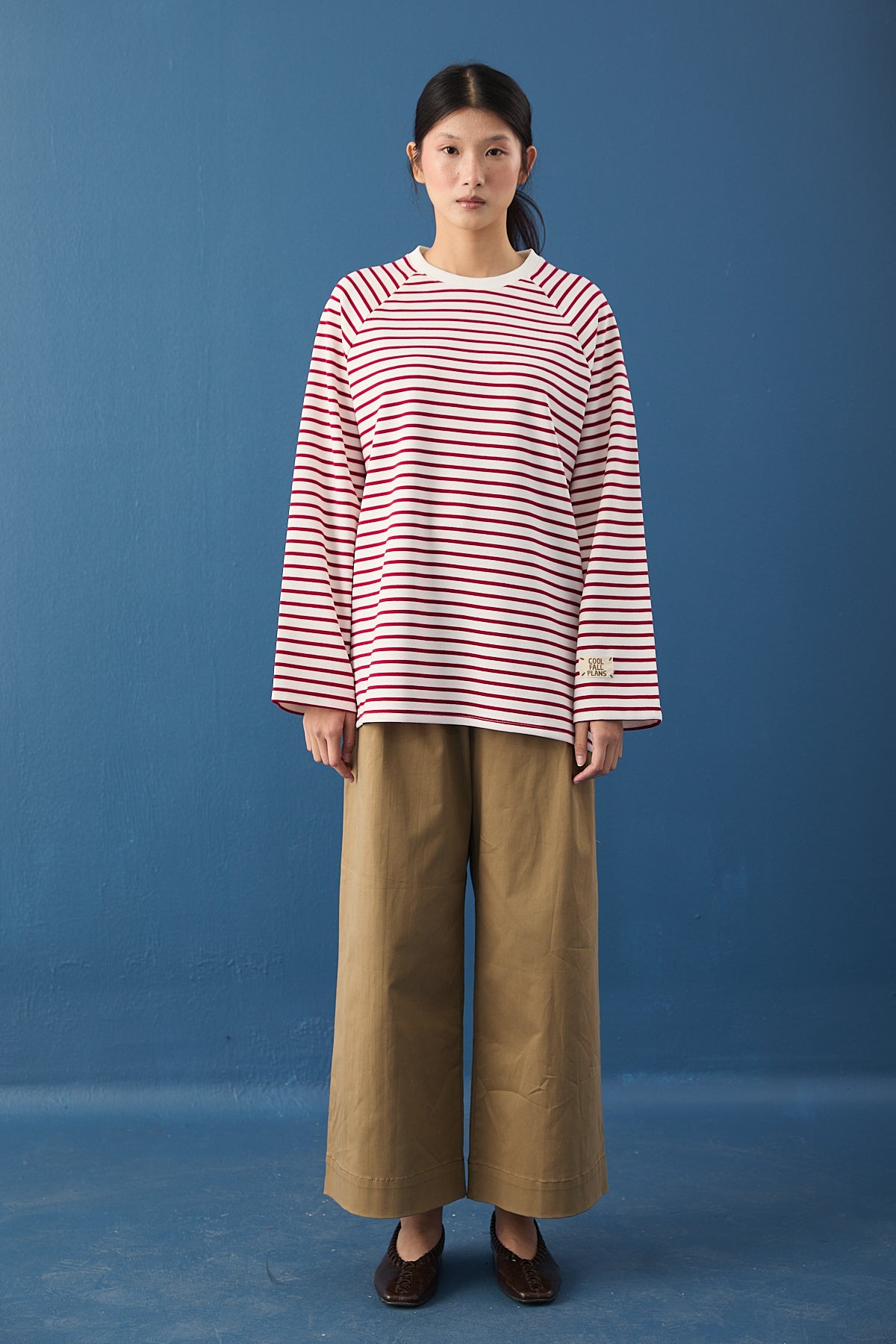 Reglan Kol Basic Çizgili Sweasthirt