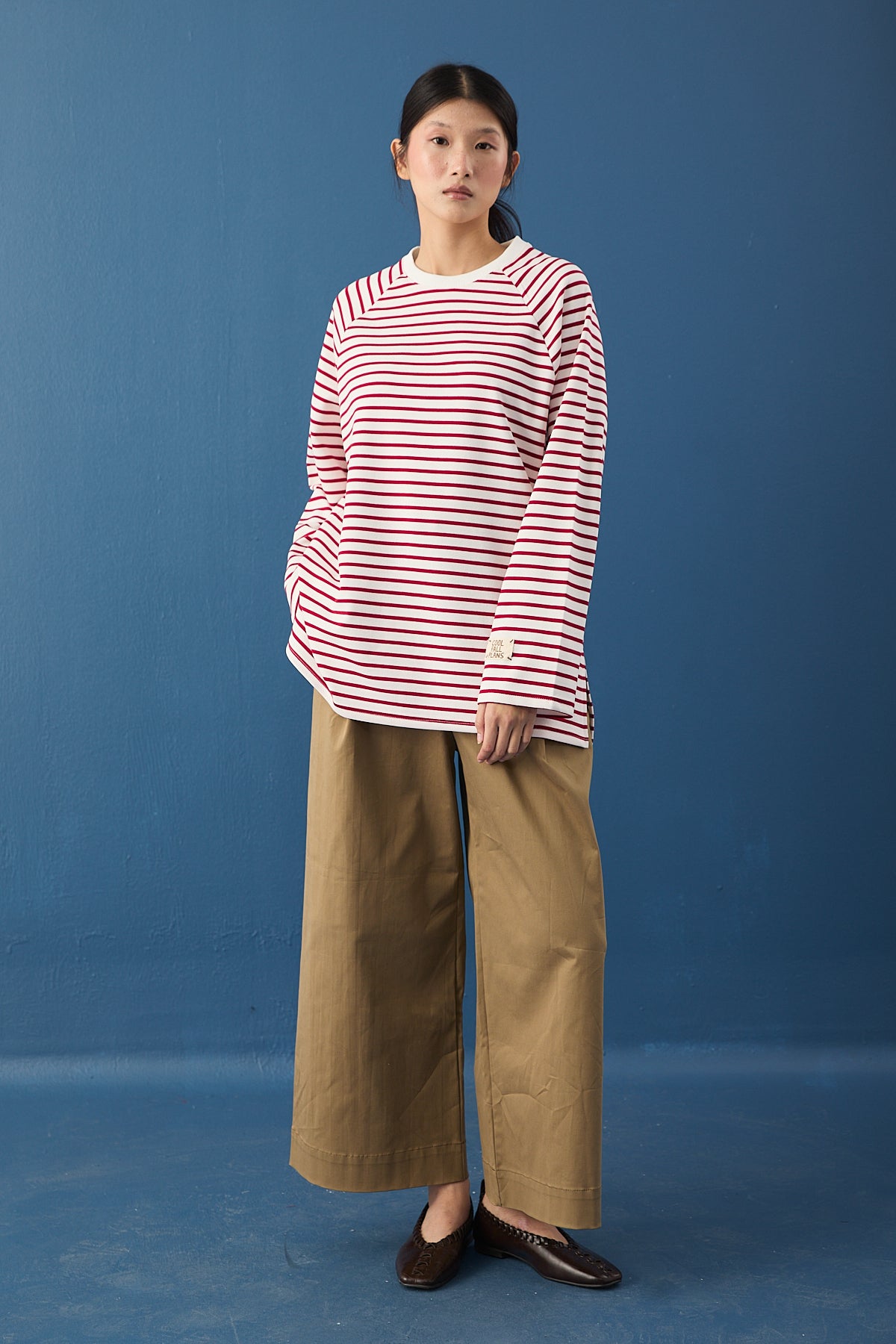 Reglan Kol Basic Çizgili Sweasthirt