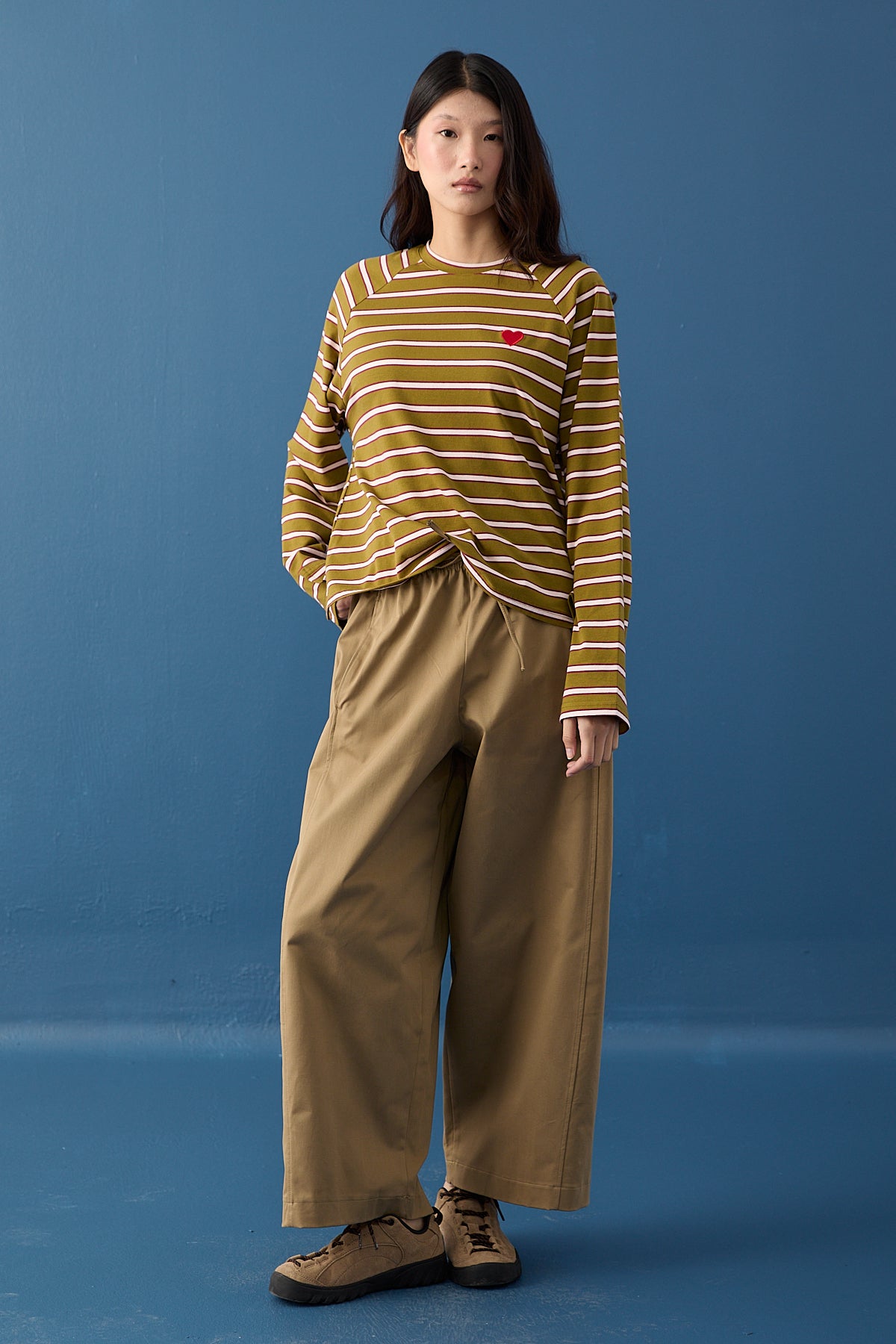 Şal Detaylı Çizgili Sweatshirt