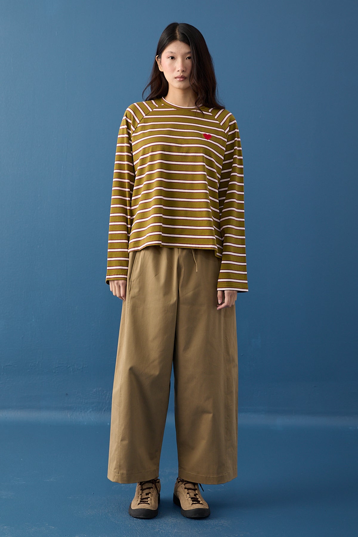 Şal Detaylı Çizgili Sweatshirt