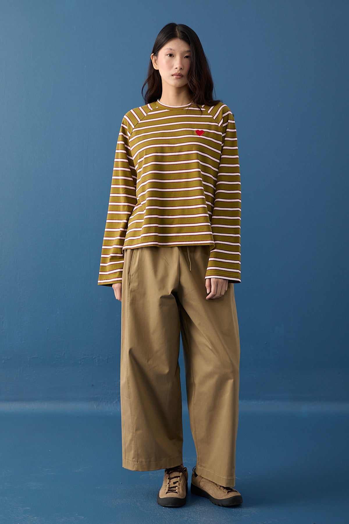 Şal Detaylı Çizgili Sweatshirt