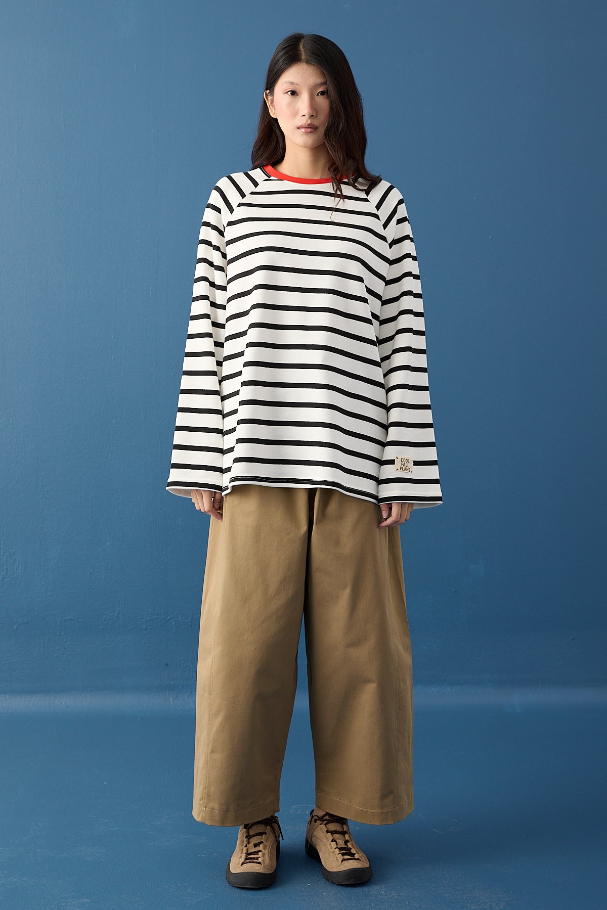 Reglan Kol Basic Çizgili Sweasthirt