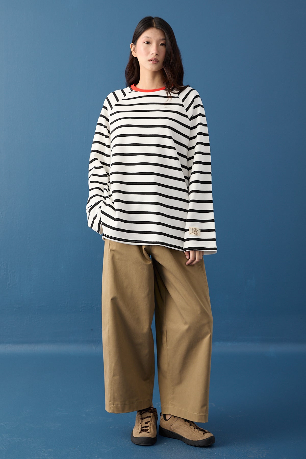 Reglan Kol Basic Çizgili Sweasthirt