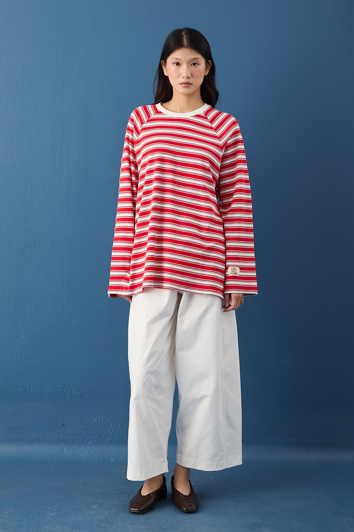 Reglan Kol Basic Çizgili Sweasthirt