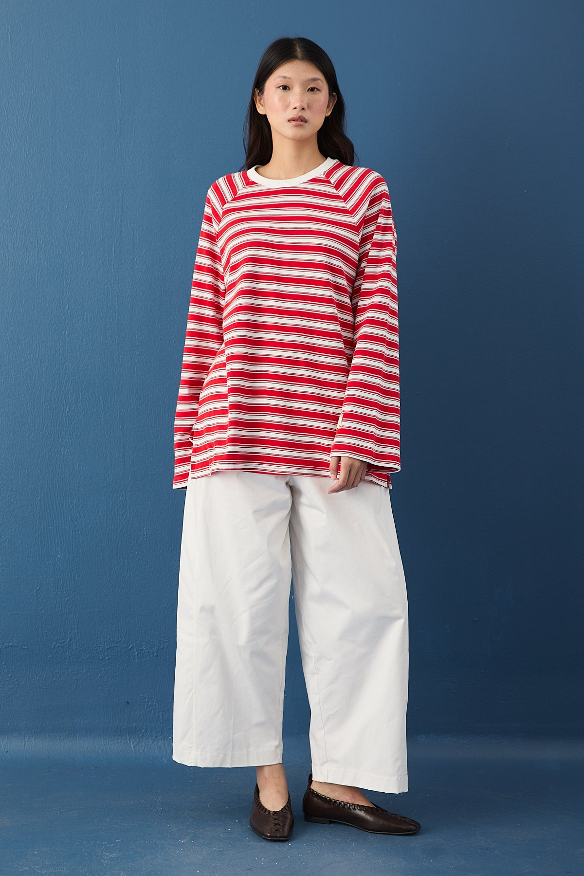 Reglan Kol Basic Çizgili Sweasthirt