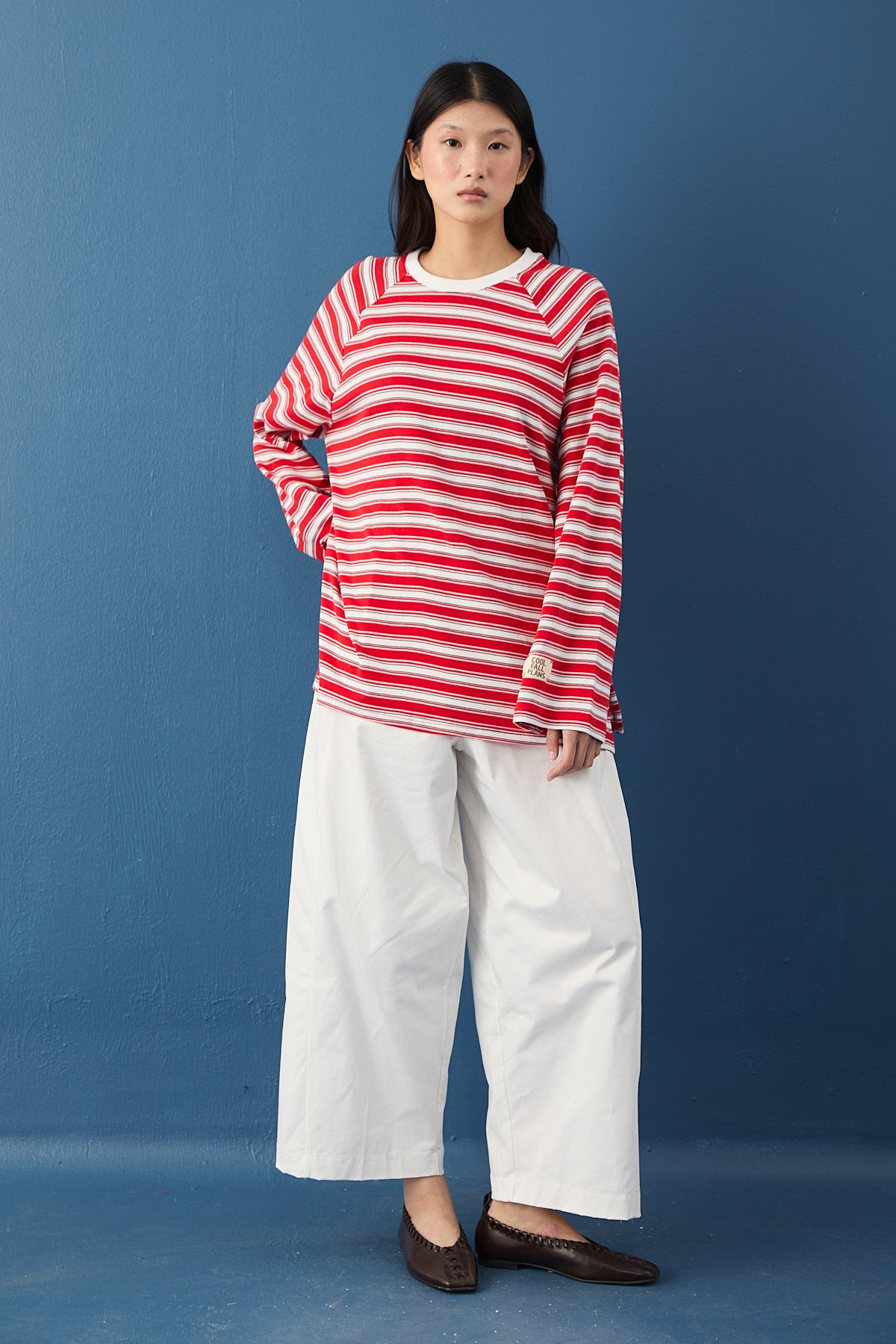 Reglan Kol Basic Çizgili Sweasthirt