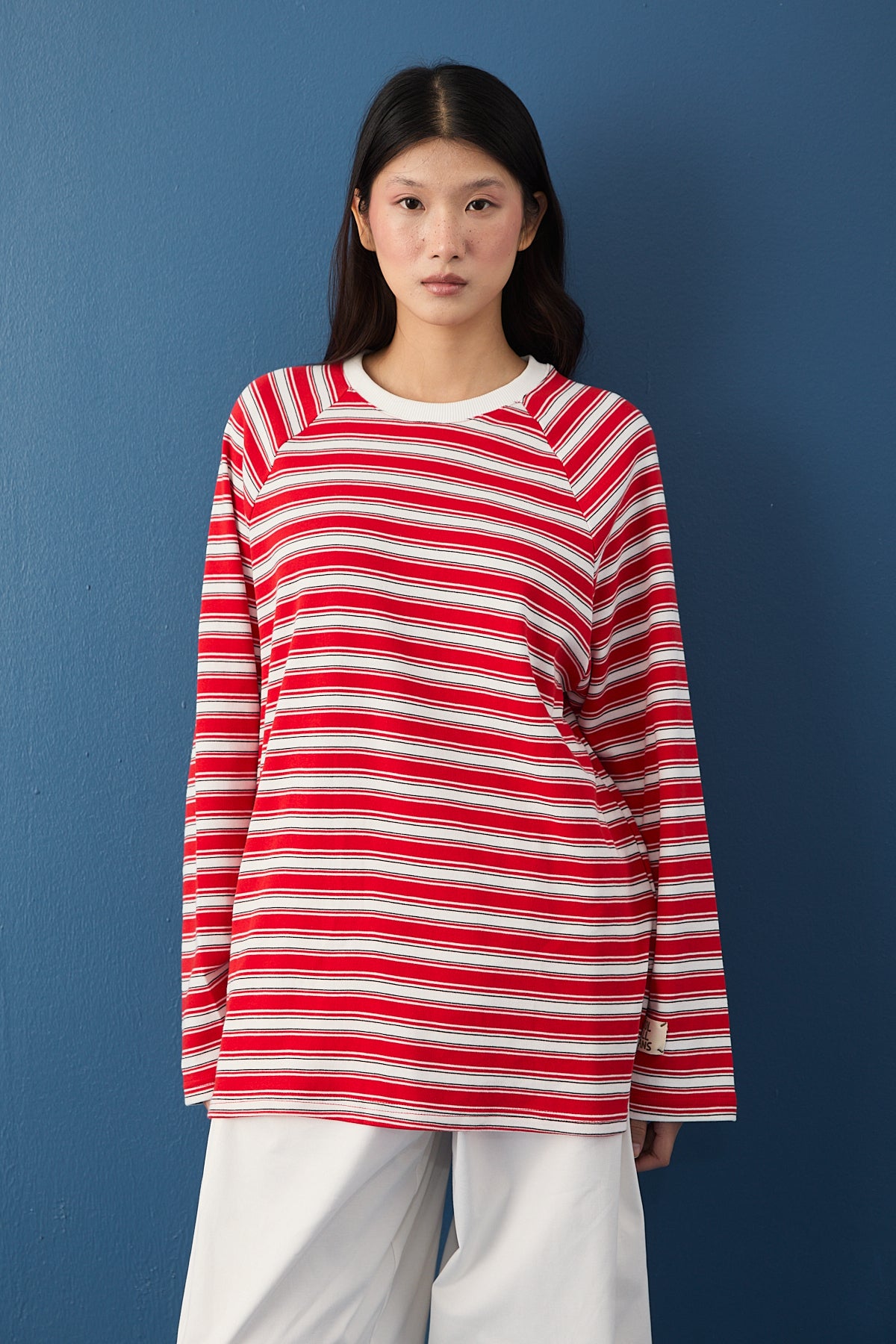 Reglan Kol Basic Çizgili Sweasthirt