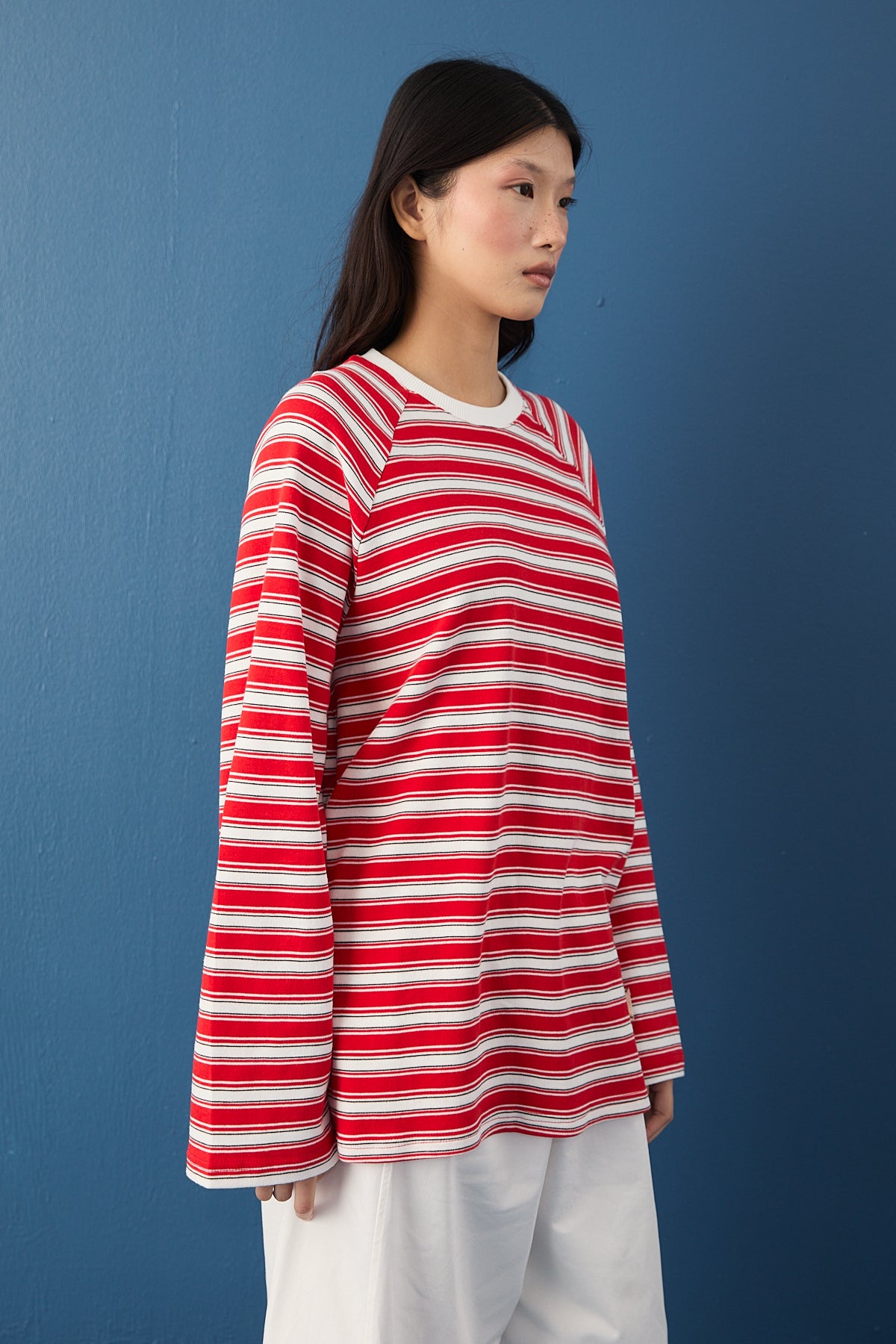 Reglan Kol Basic Çizgili Sweasthirt