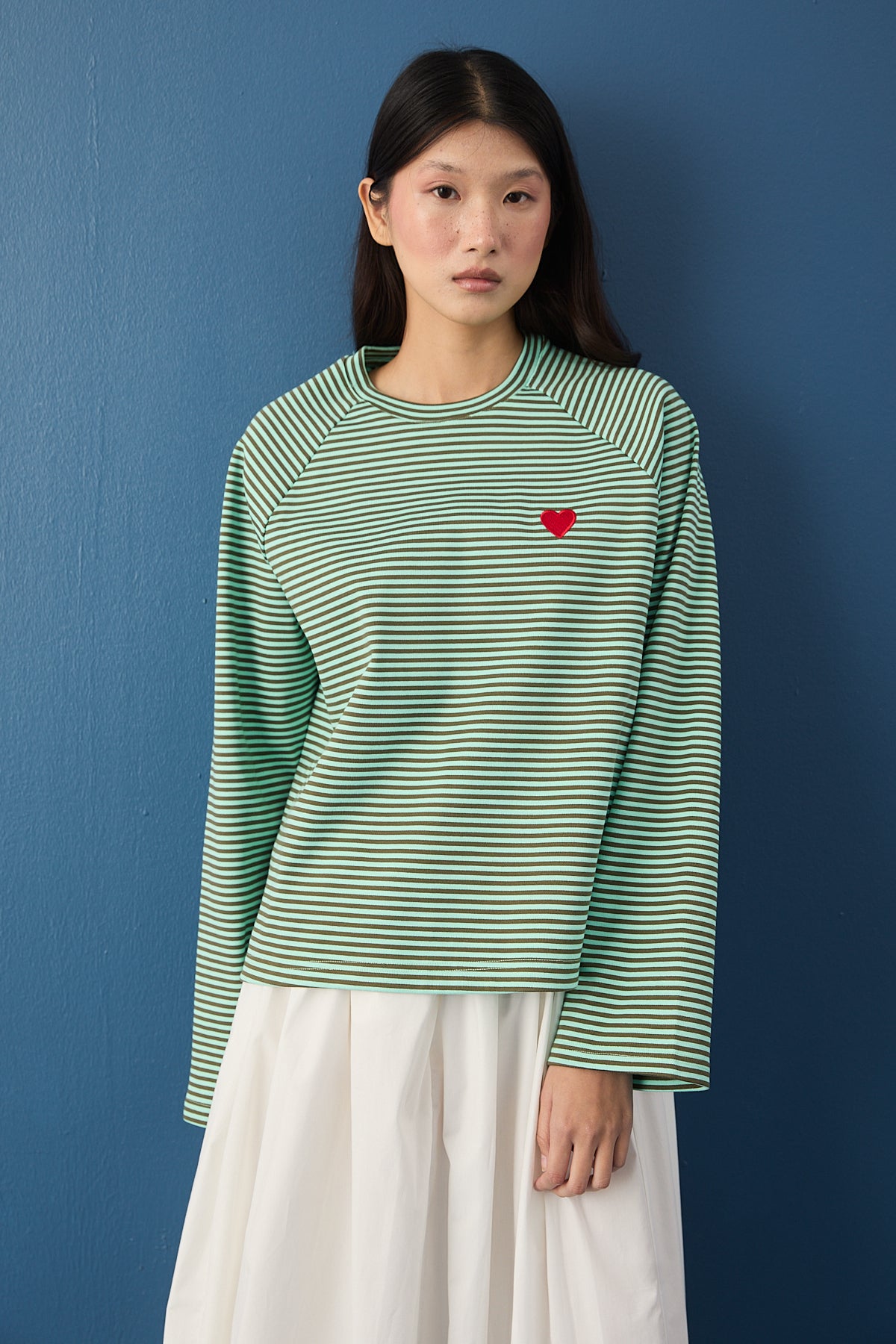 Şal Detaylı Çizgili Sweatshirt