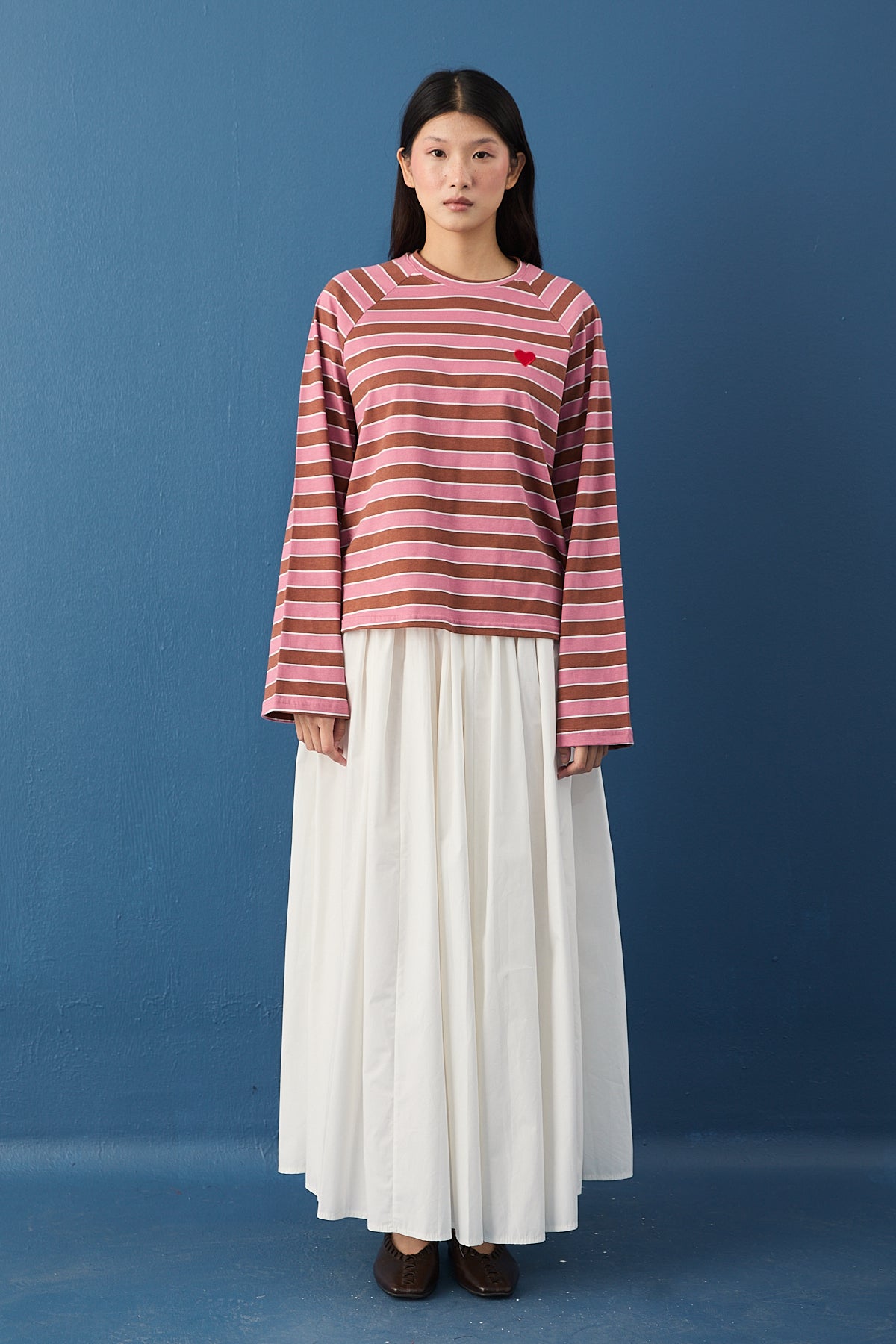 Şal Detaylı Çizgili Sweatshirt