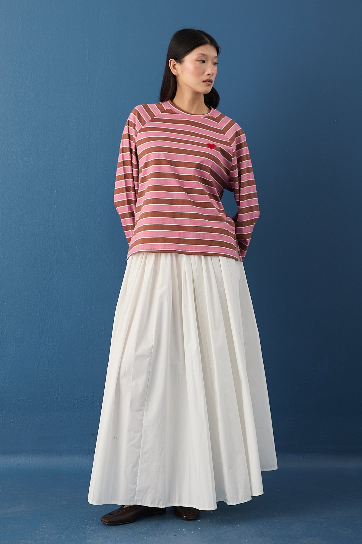 Şal Detaylı Çizgili Sweatshirt