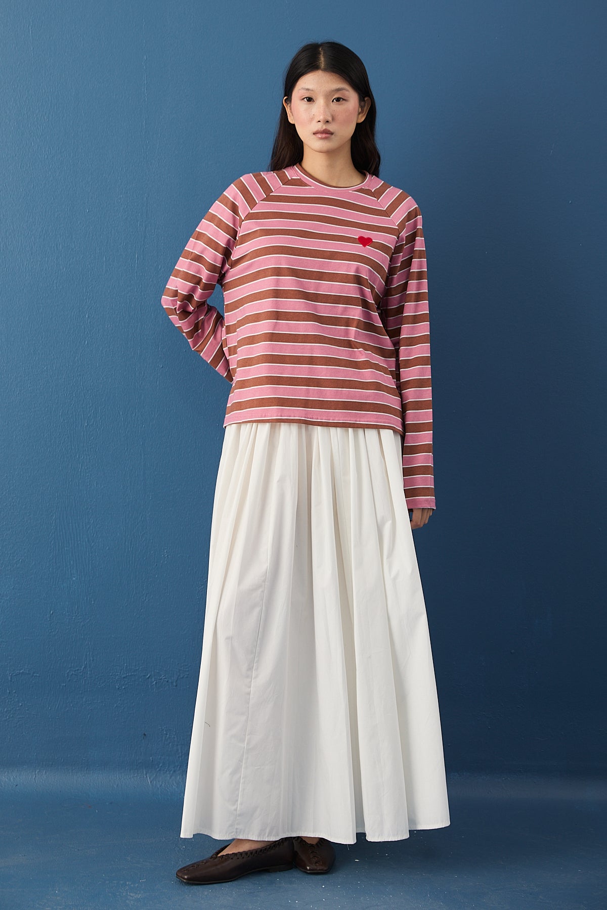 Şal Detaylı Çizgili Sweatshirt