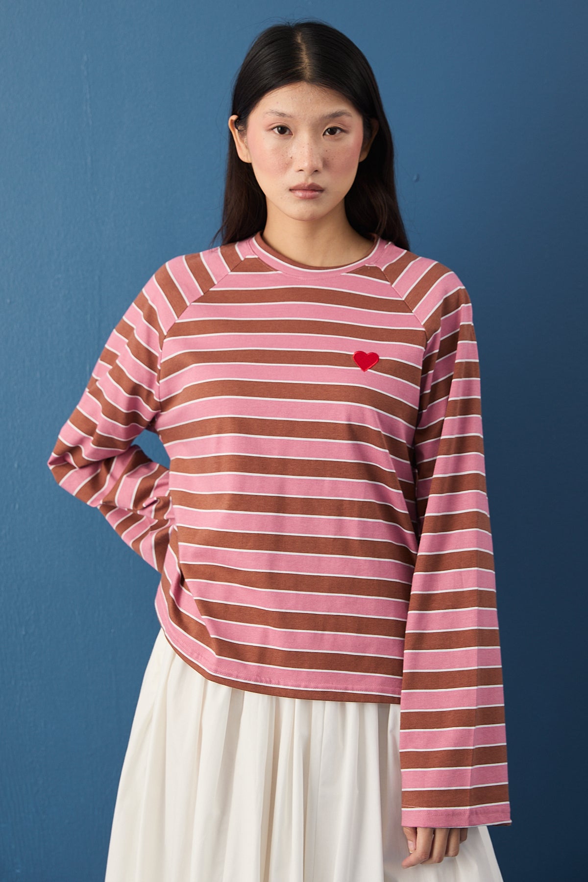 Şal Detaylı Çizgili Sweatshirt