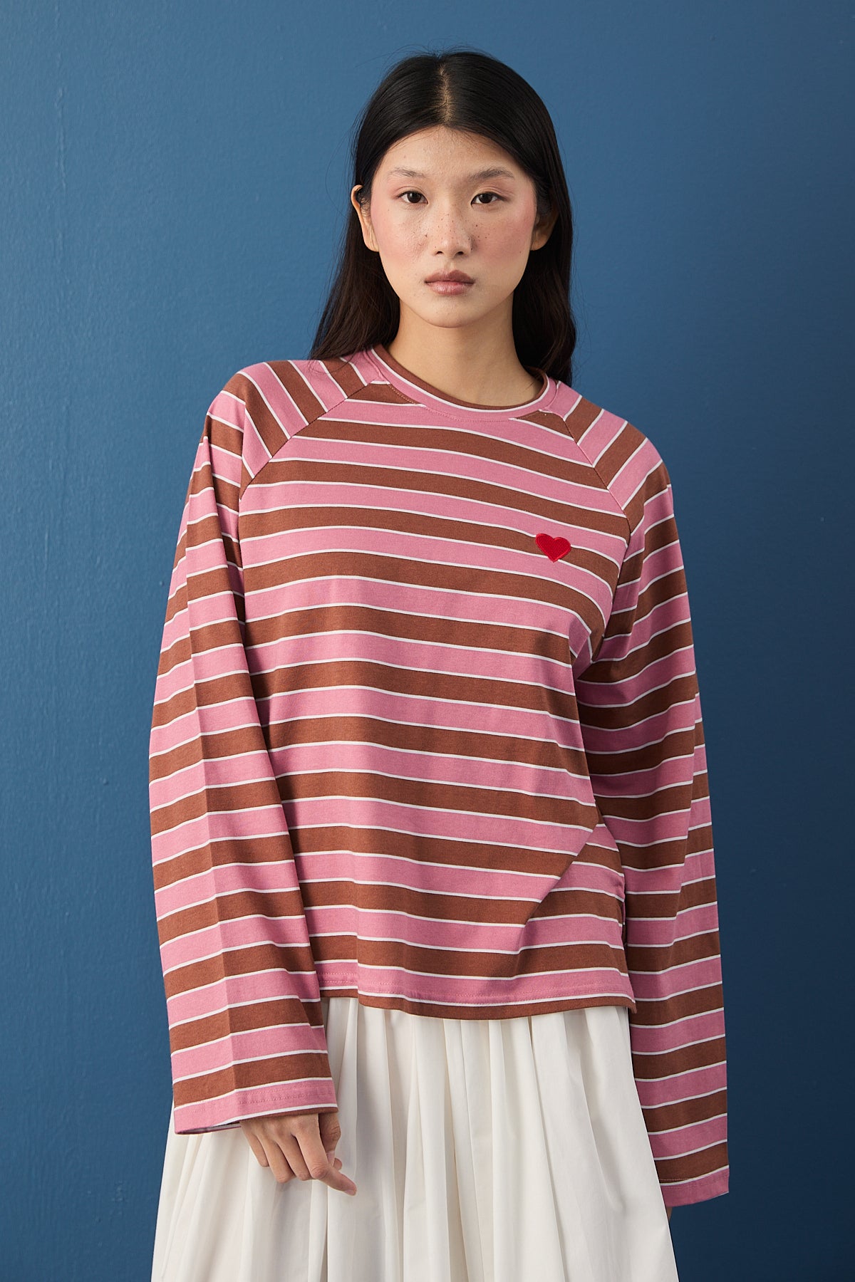 Şal Detaylı Çizgili Sweatshirt