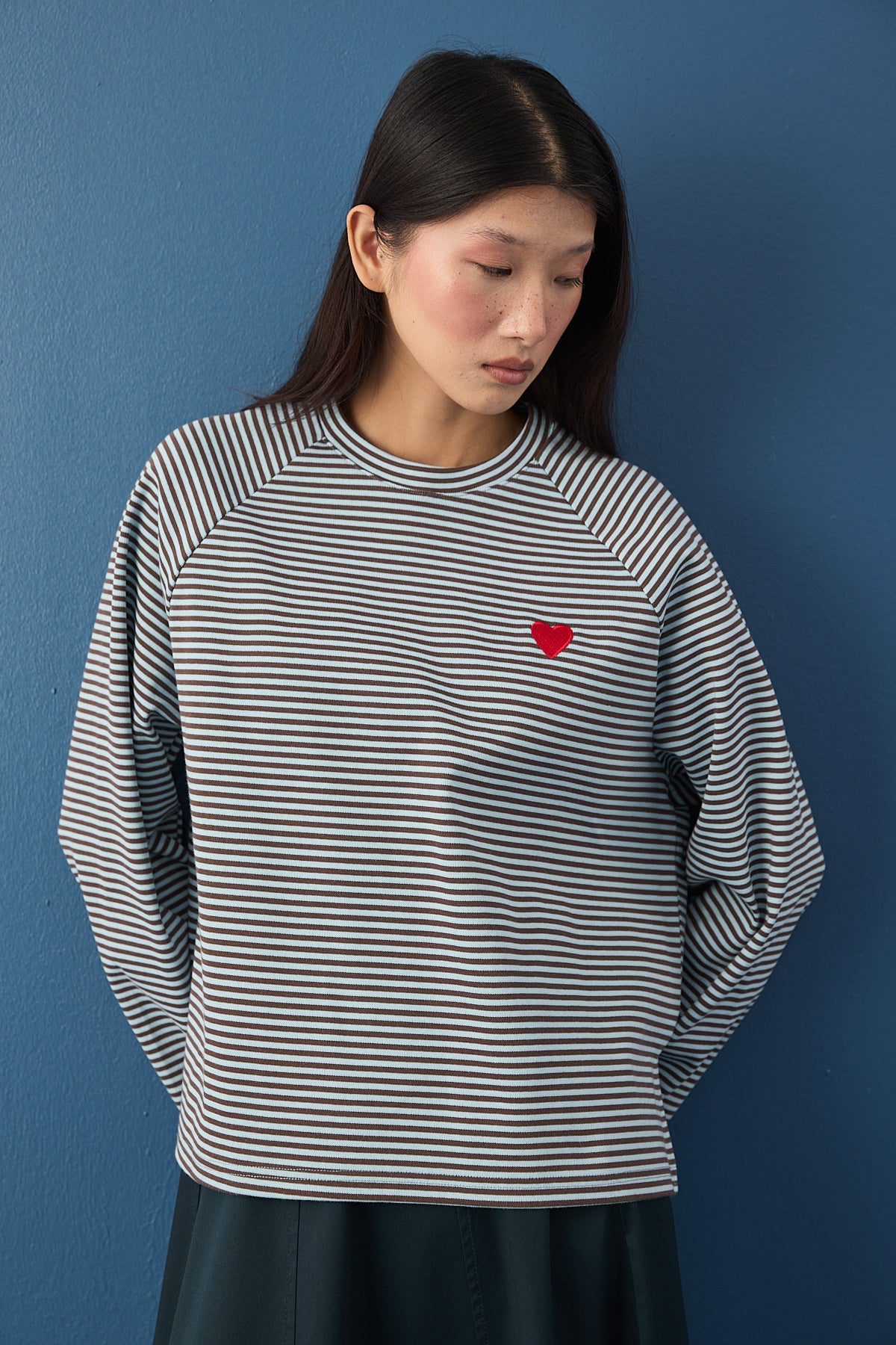 Şal Detaylı Çizgili Sweatshirt