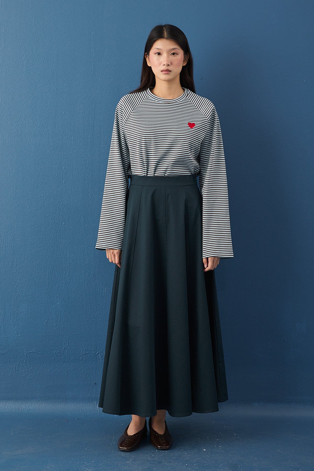 Şal Detaylı Çizgili Sweatshirt