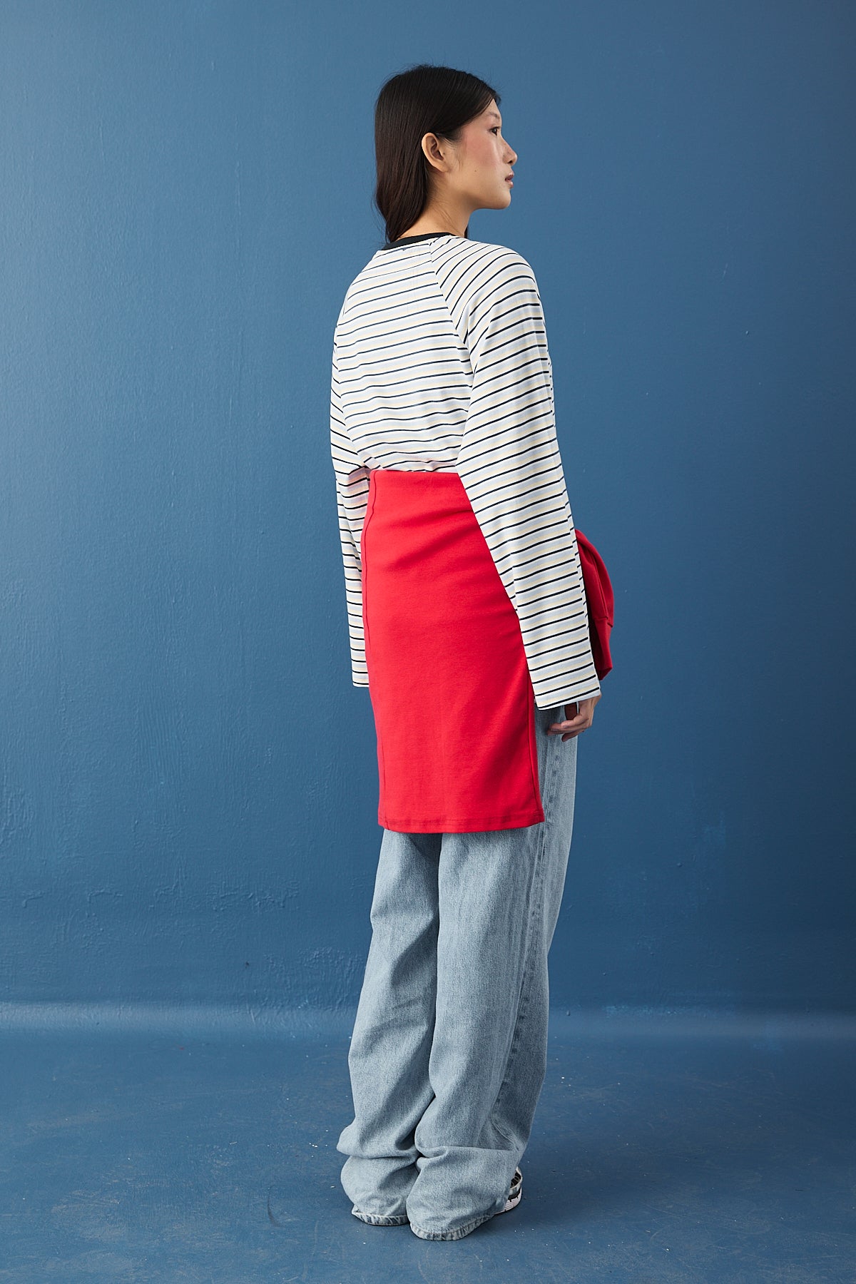 Reglan Kol Basic Çizgili Sweasthirt