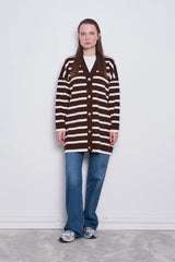Oversize Çizgili Hırka