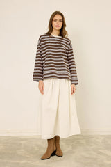 Logolu Çizgili Sweatshirt