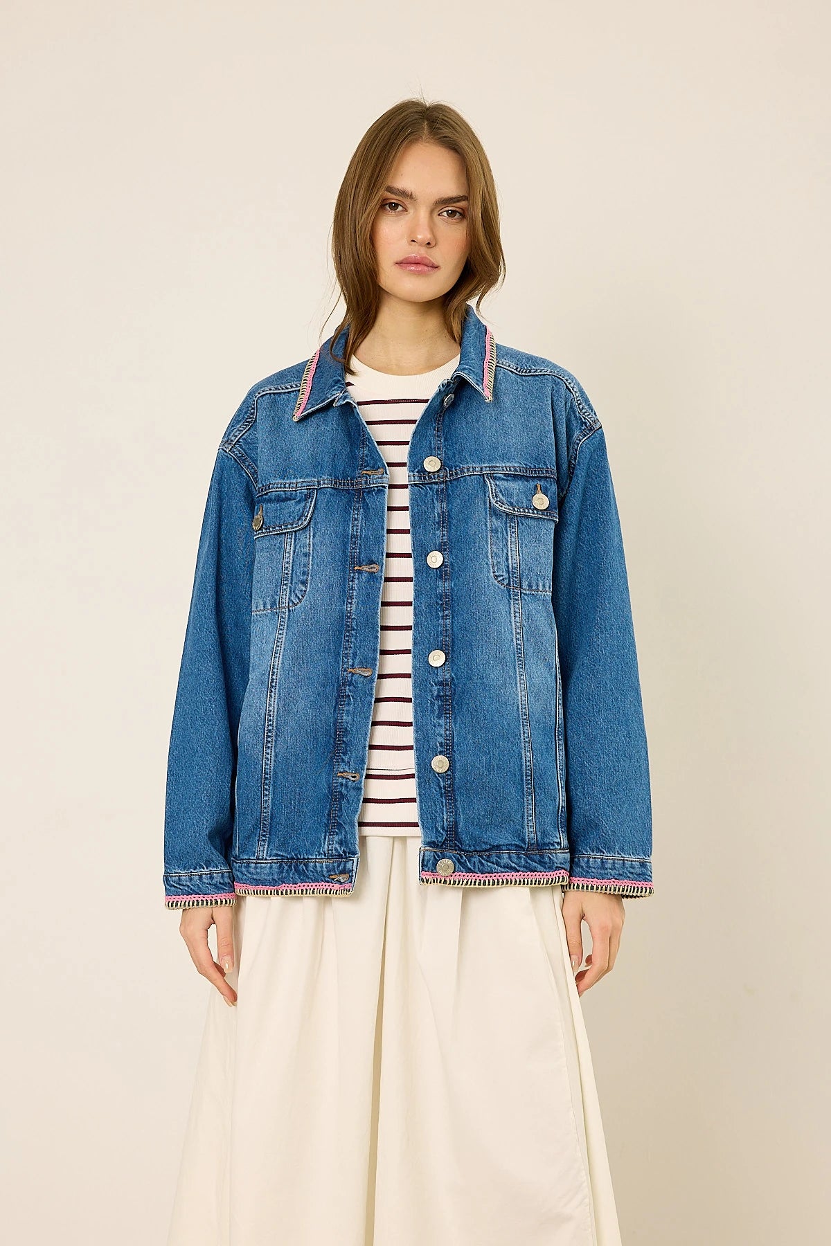Nakışlı Denim Ceket