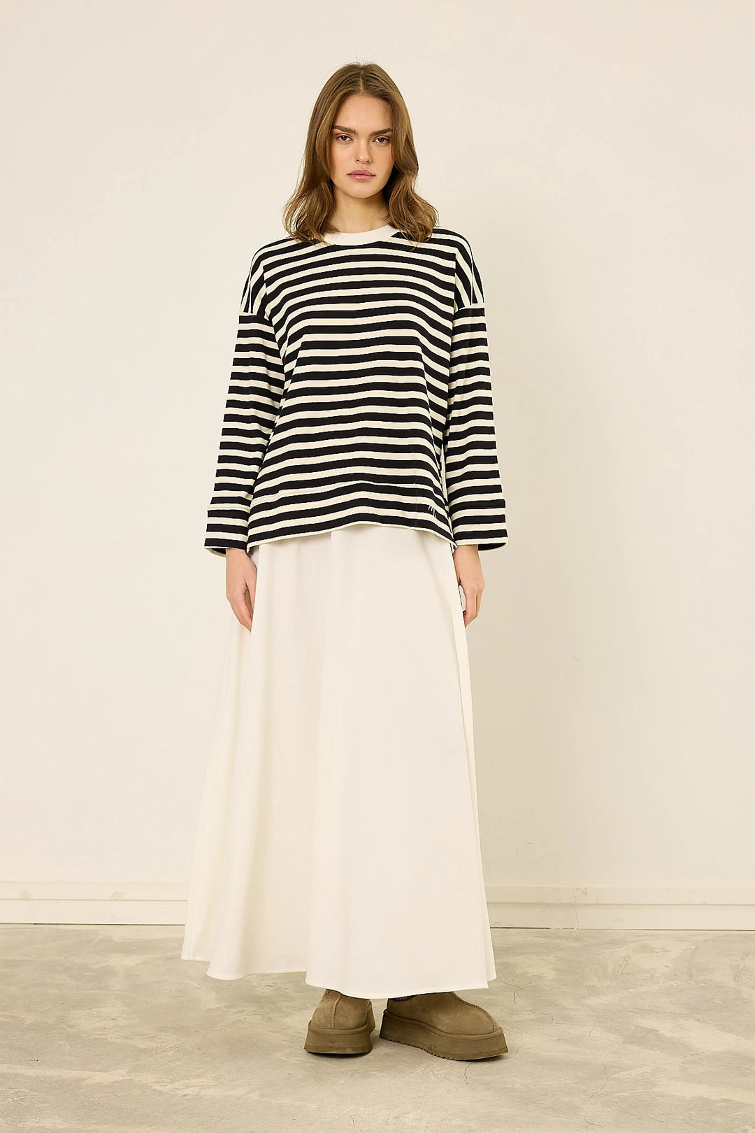 Logolu Çizgili Sweatshirt