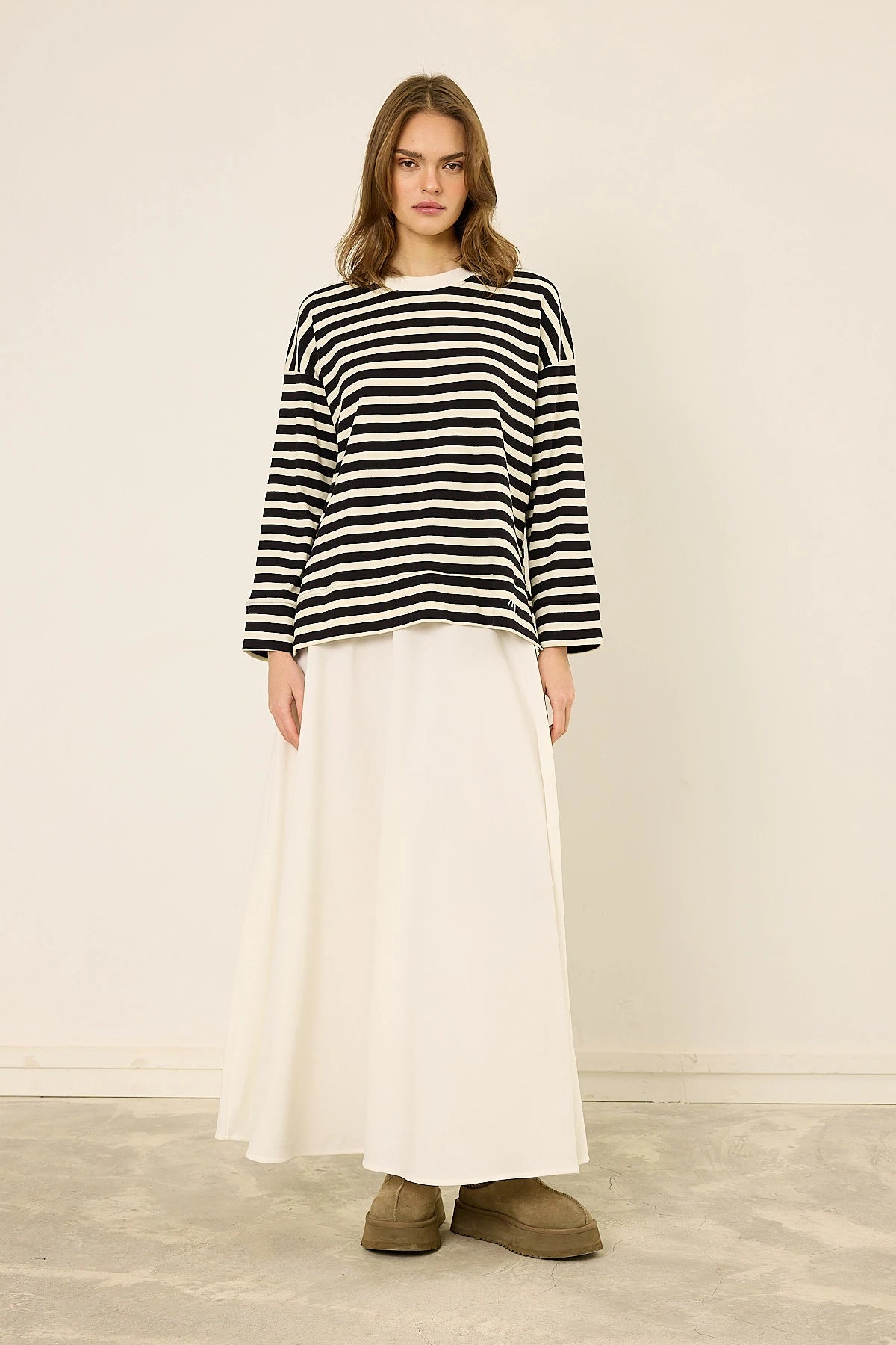 Logolu Çizgili Sweatshirt