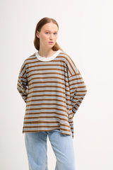 Logolu Çizgili Sweatshirt