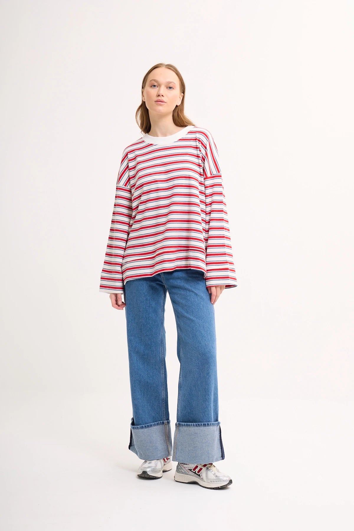 Logolu Çizgili Sweatshirt