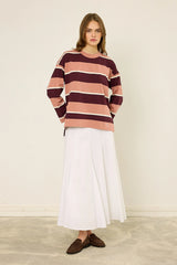 Logolu Çizgili Sweatshirt