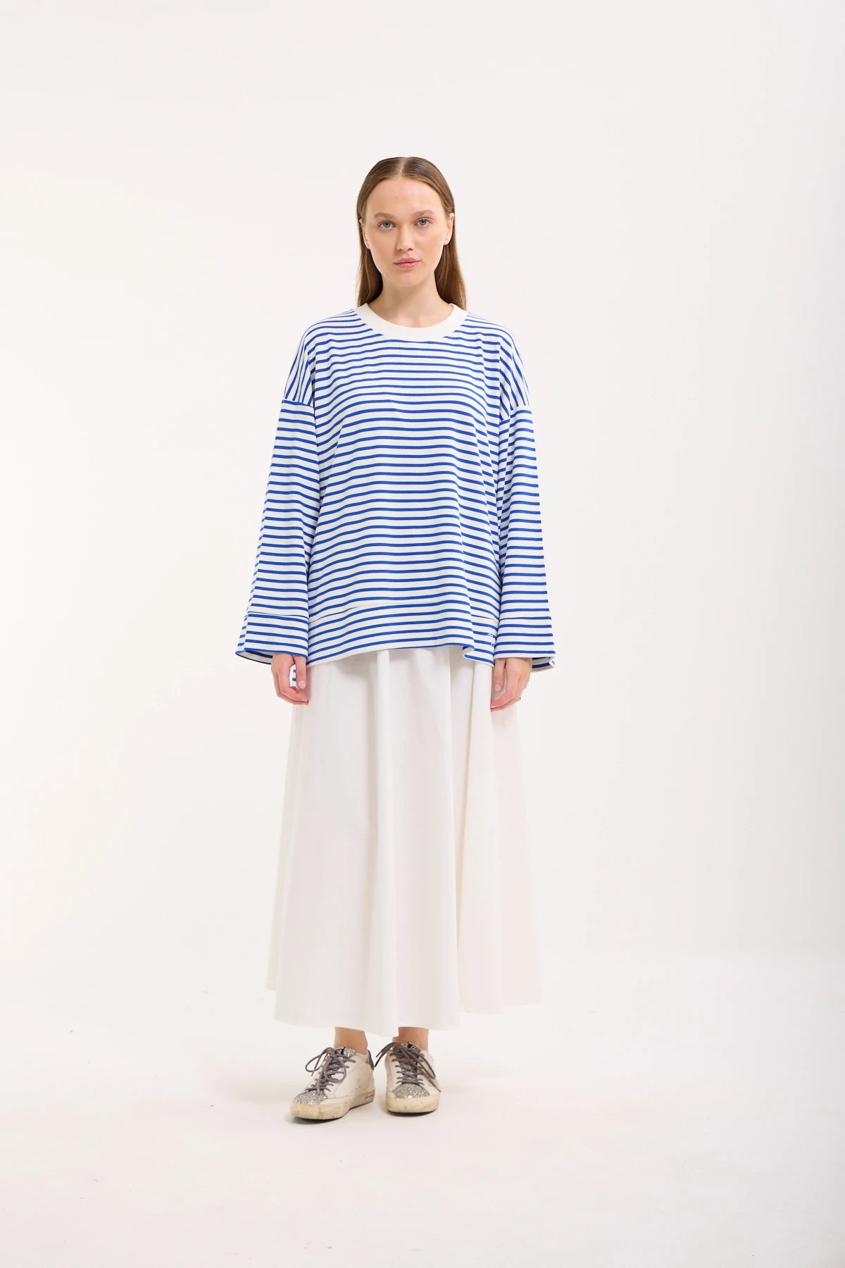 Logolu Çizgili Sweatshirt
