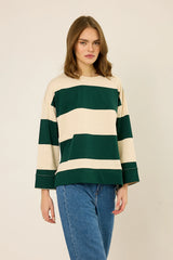 Logolu Çizgili Sweatshirt