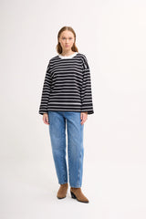 Logolu Çizgili Sweatshirt