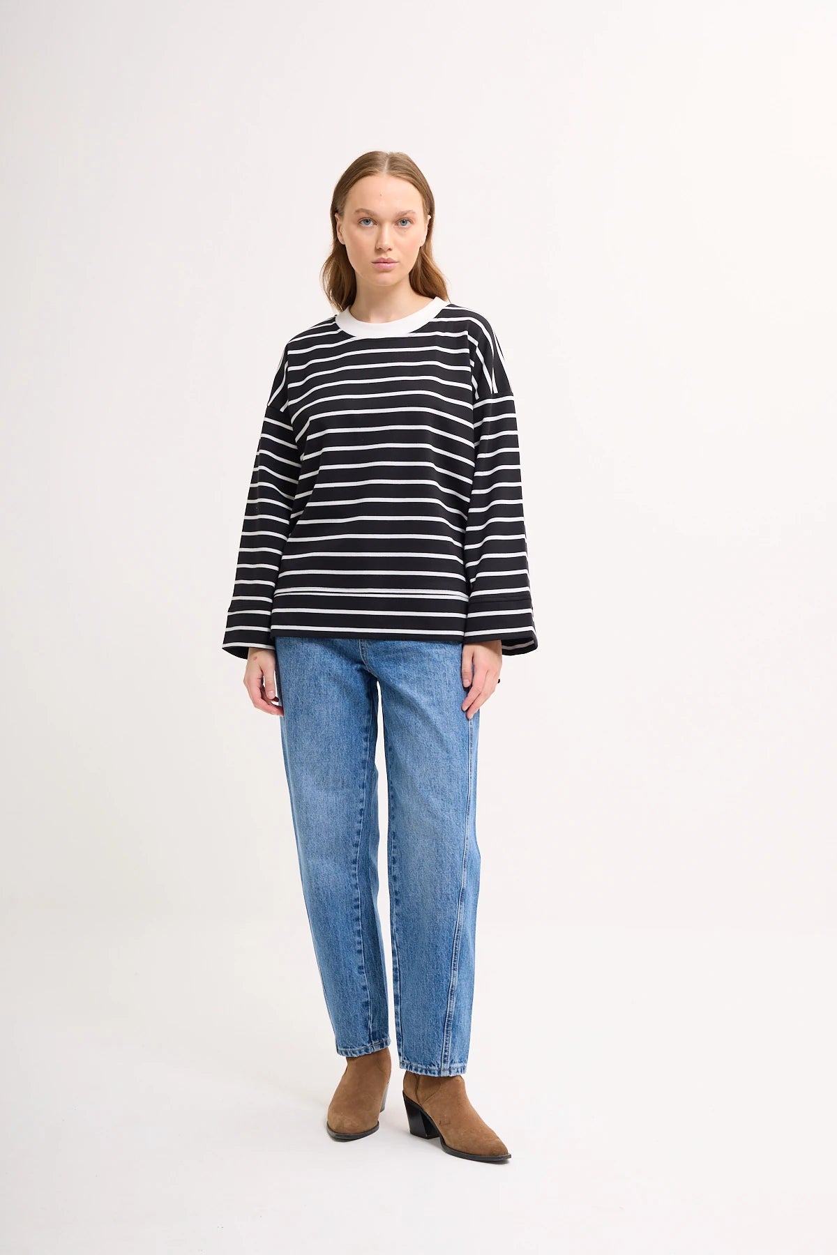 Logolu Çizgili Sweatshirt