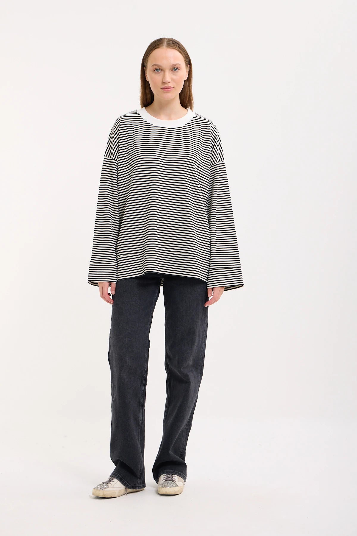 Logolu Çizgili Sweatshirt