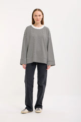 Logolu Çizgili Sweatshirt