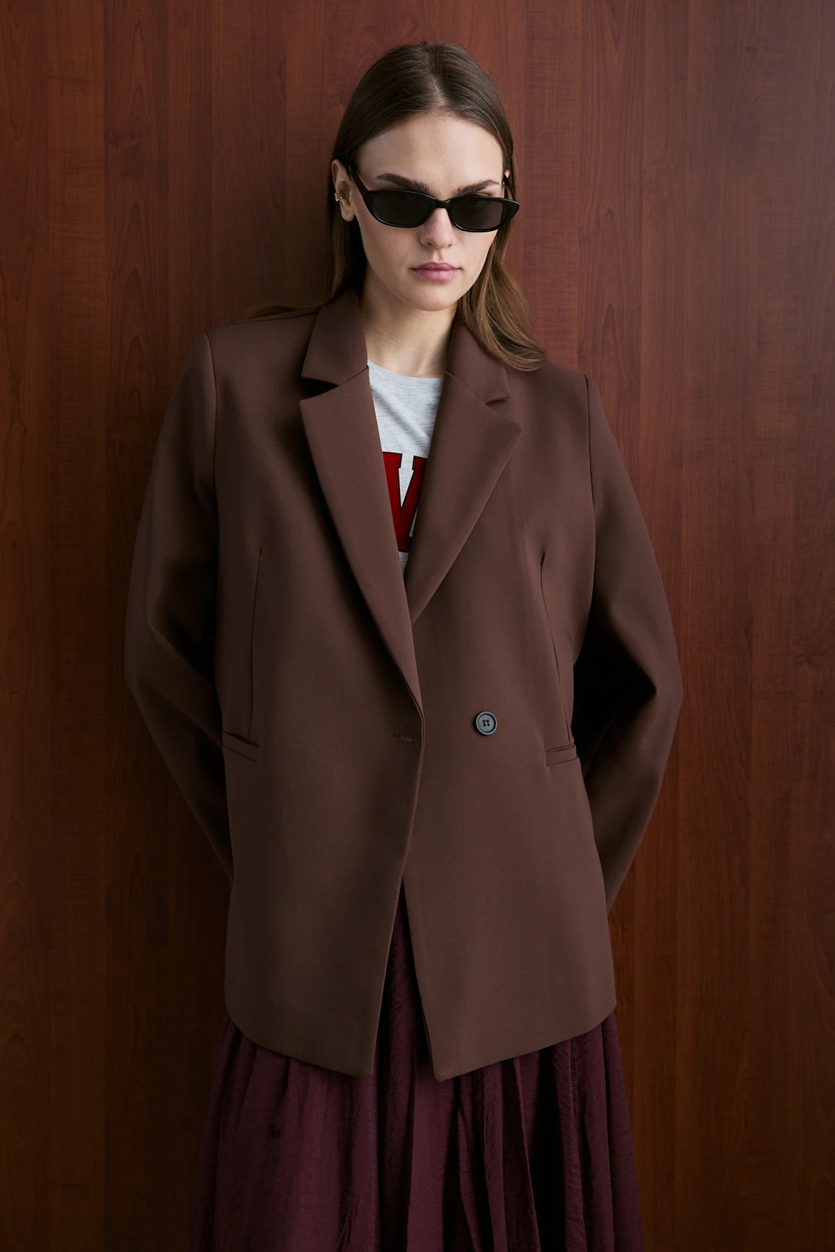 Kruvaze Kapamalı Blazer Ceket