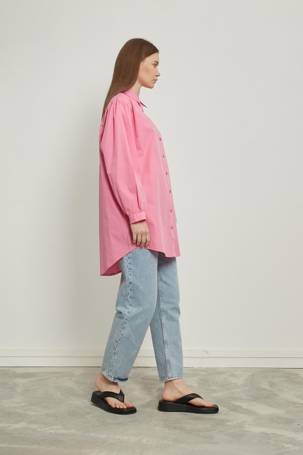 Kemerli Oversize Gömlek Pembe
